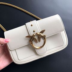 2023新款高品質pinko同款真皮鉚釘鏈條燕子飛鳥包單肩斜挎女包包