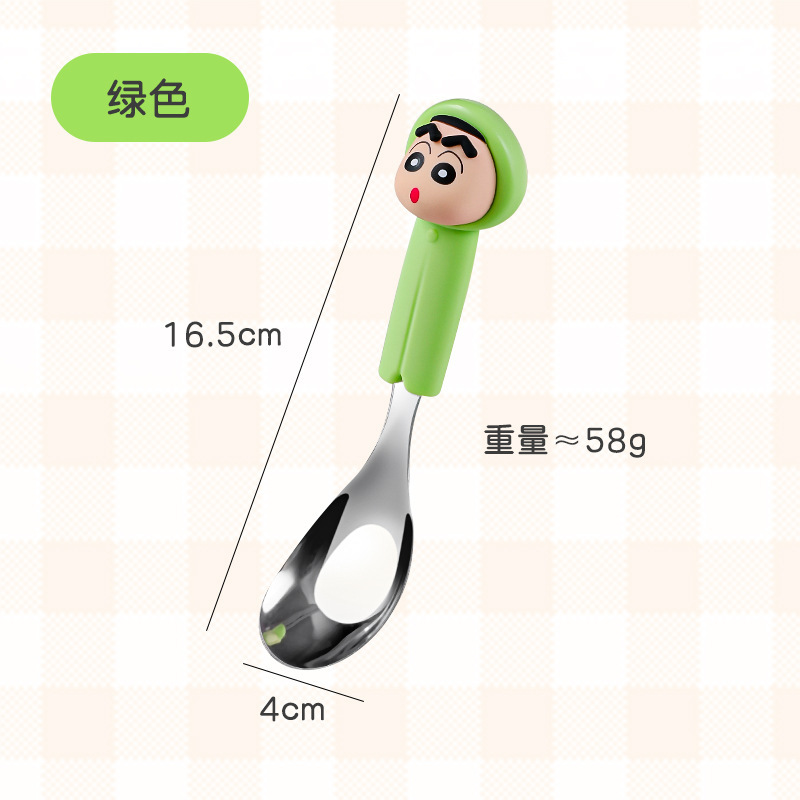 本物のクレヨンしんちゃん 304 ステンレス鋼レインコートインゴットスプーンかわいい漫画子供食べるスプーンベビースプーン|undefined