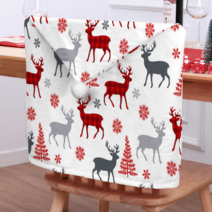 Factory direct supply cross-border monopoly Christmas decorative chair cover short plush chair backrest cover Christmas series