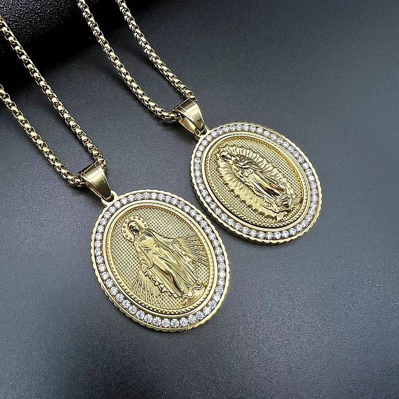 15g Weight Zircon Inlay Material Pendant Necklace Classification Hip-hop Geometric Stainless Steel Polishing Plating Inlay Zircon Gold Plated Unisex Pendant Necklace