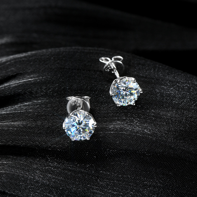 Stunning Fashion Women's Jewelry - Six-Claw Moissanite Earrings in S925 Sterling Silver, Perfect Birthday Gift for Girls