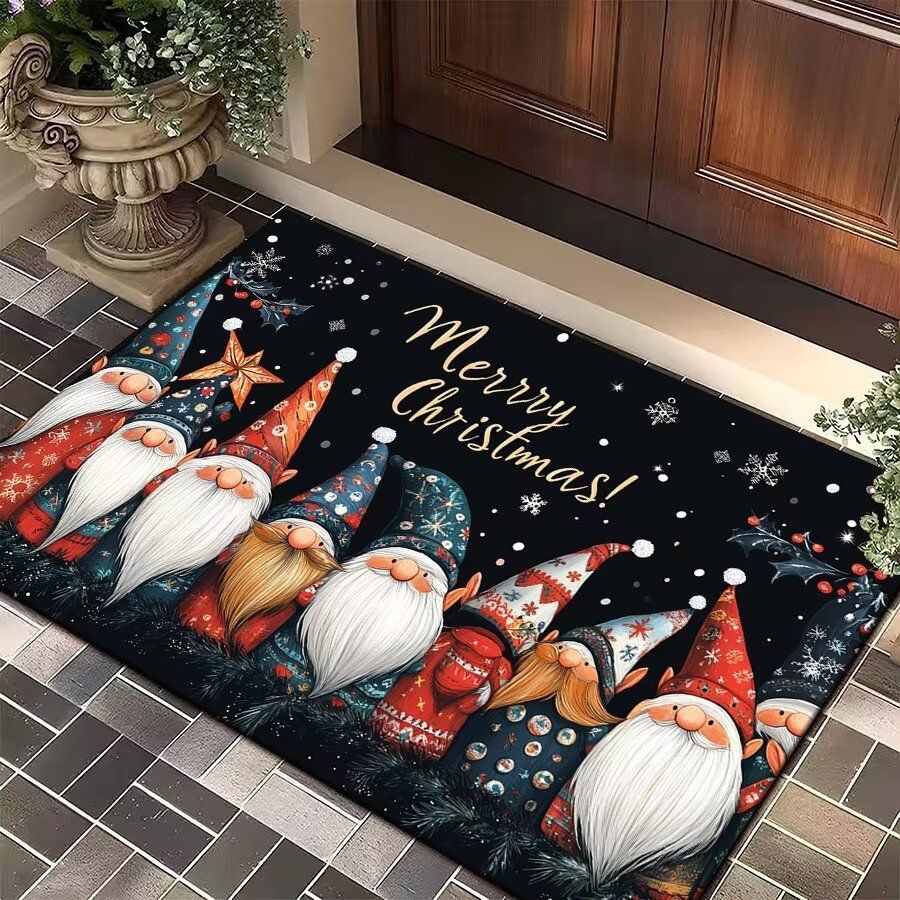Nuevas alfombras de Navidad transfronterizas puerta de entrada alfombra decoración de interiores sala de estar Santa Claus alfombra puerta de entrada roja