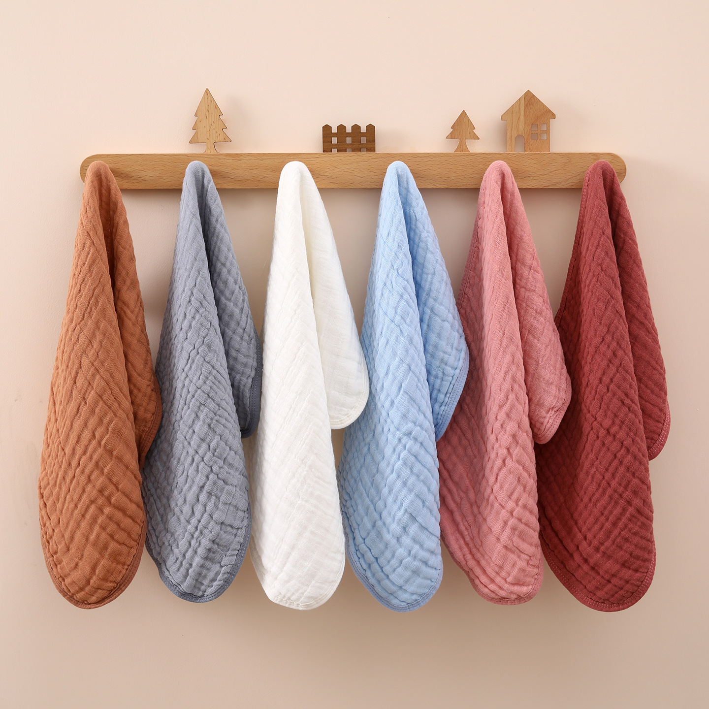 Cross-Border Six-Layer All-Cotton Hand Towel, Small Face Towel, Household Towel, Hanging Saliva Towel, Baby Square Towel, Foreign Trade