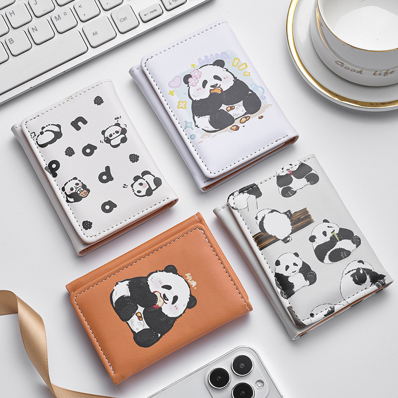 Wallet Card Bag Studdy Short Cute Cartoon Animation Student Women's Folding Wallet Card Bag Coin Purse Anti-magnetic
