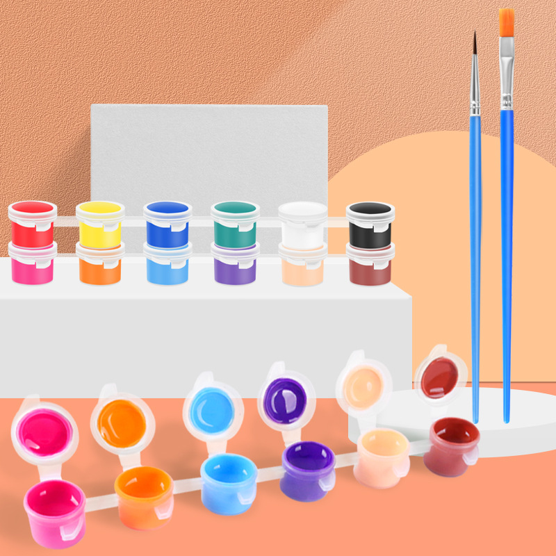 12色丙烯顏料套裝塗鴉繪畫diy風箏石膏連體3ml顏料條丙烯顏料批發