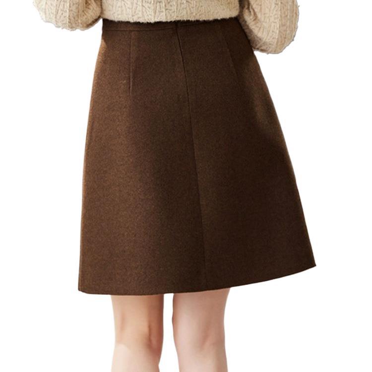 GraceChic 2025 Autumn Winter Melard Woolen Midi For Women Plus Size High Waist Slim Fit Bodycon Fashionable Elegant A-line Short_voghion.com