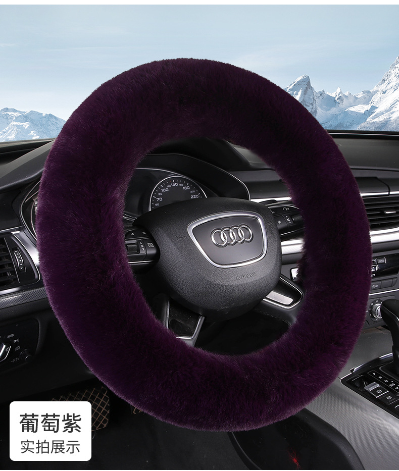 Manufacturer Wholesale 2024 New Rabbit Fur Car Steering Wheel Cover Winter Warm Universal Rubber Ring Handle Cover Anti-Slip Anti-Freeze