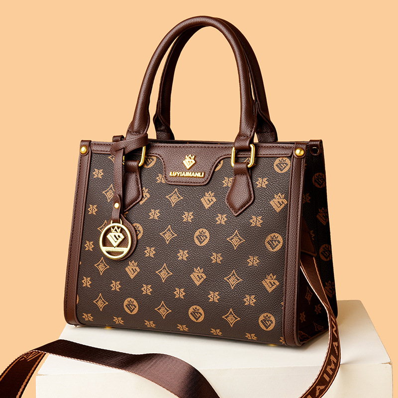 핸드백 새로운 대용량 2024 가을 어머니 가방 인쇄 우아한 우아한 여성 가방 편리한 어깨 가방