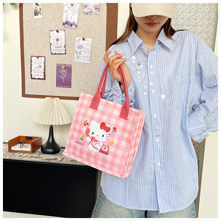 Cute cartoon cat canvas bag 2025 new style large-capacity simple and convenient tote bag with fashionable printing undefined
