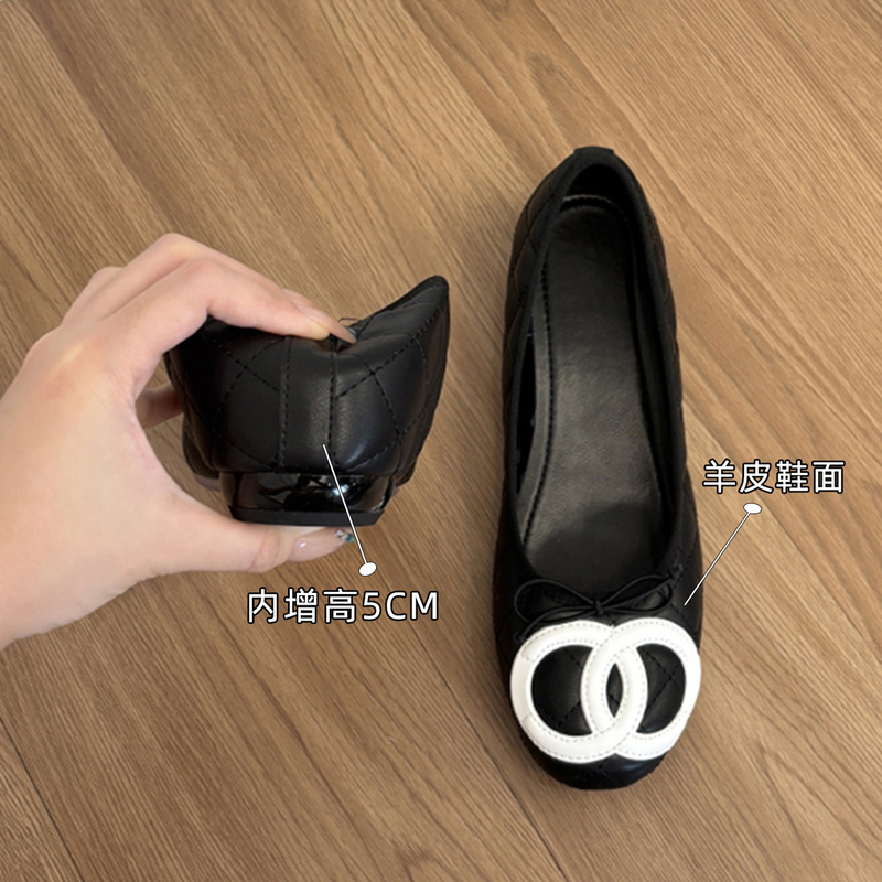 现货秒发！小香风内增高浅口单鞋新款平底鞋一脚蹬配裙子仙女风秋|undefined