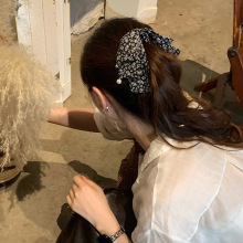 又素又美法式碎花香蕉夹竖夹高级发夹气质韩国发饰头饰马尾夹新款