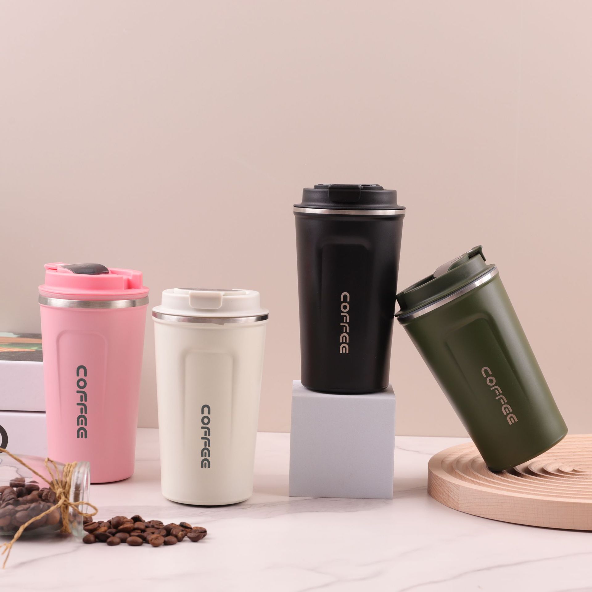 Comercio exterior transfronterizo 304 acero inoxidable temperatura inteligente taza de café de aislamiento térmico taza de agua portátil al aire libre taza de té de doble bebida