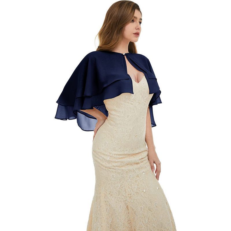 Spring and Summer Mix Bride Short Chiffon Shawl Double-Layer Breathable Cool Wedding Bridesmaid Jacket Sunscreen One Button Spring and Summer Mix Bride Short Chiffon Shawl Double-Layer Breathable Cool Wedding Bridesmaid Jacket Sunscreen One Button