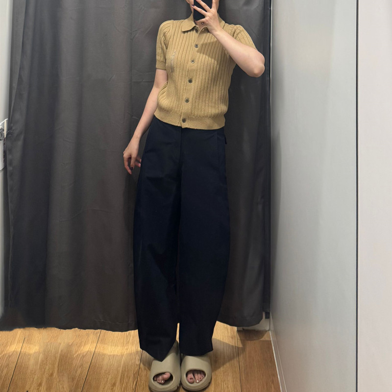 日单女装针织廓形长裤/休闲裤弯刀镰刀裤子25秋冬新款Y483722|undefined