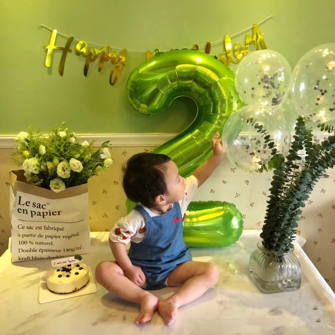 Fresh Green Digital Aluminum Foil Balloons 40 Inch Individually Packaged For First Birthday Party Picnic Or Birthday Decoration_voghion.com