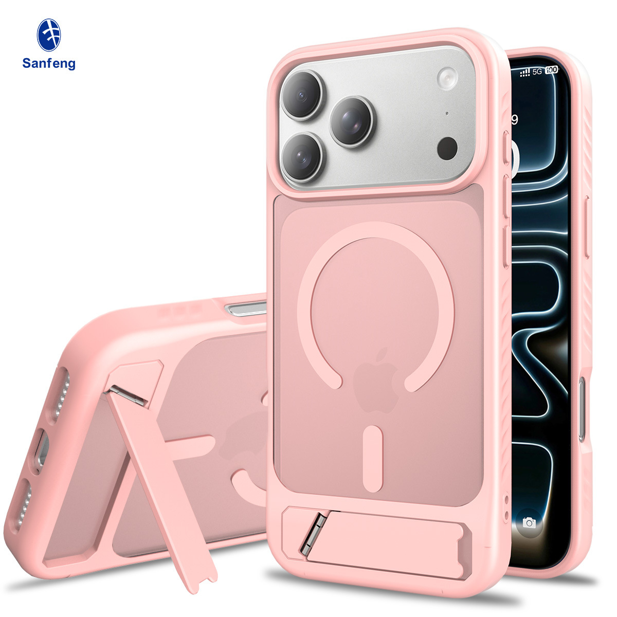 Nuevo Amazon Apple 18pm caso de teléfono celular resistente a la caída soporte incorporado 2 en 1 17 caso de protección de succión magnéticaomax image 11