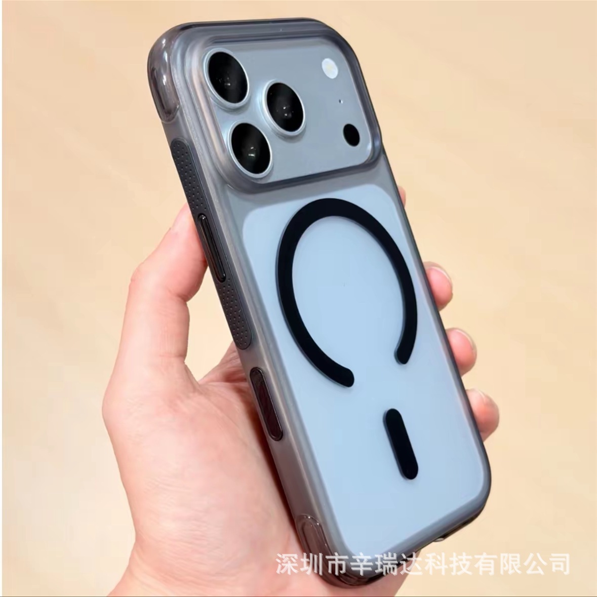 适用iPhone17ProMax手机壳肤感磨砂旋转支架磁吸苹果16防摔保护套