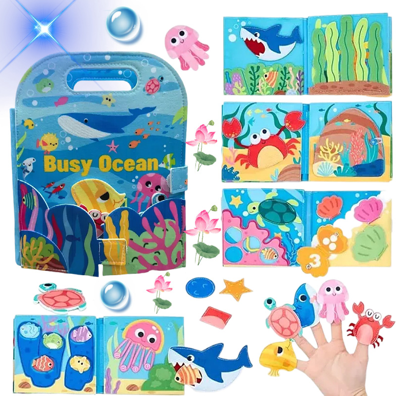 Educación temprana dibujos animados fieltro libro de tela transfronteriza Montessori bebé niños libro tranquilo Desarrollo Inteligencia Rainbow Book 3D ESTÉREO