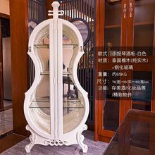 美式实木酒柜创意大提琴客厅欧式装饰储物柜展示摆件带玻璃门家用