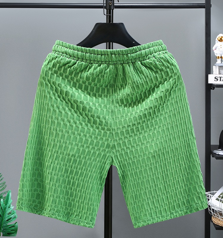 Porter des shorts en été, des hommes de plage tricotés décontractés et minces, des vêtements tendance pour la maison et l'extérieur, des pantalons deux pièces pour hommes_voghion.com