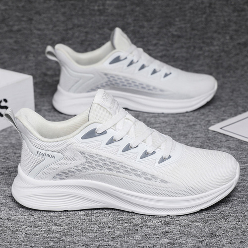  New Spring Flyknit Breathable Air Cushion Men's Shoes Lightweight Comfort Running Shoes Trendy Versatile Sports Shoes