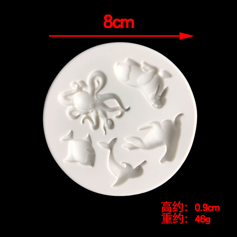 Tema del océano serie Dolphin morsa mar León sirena forma fondant pastel de chocolate decoración molde Silicona