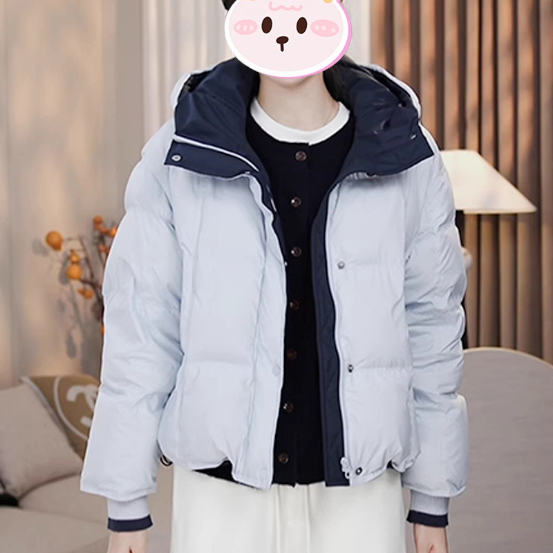 2025冬季新款连帽宽松棉服女韩系纯色简约风休闲百搭保暖棉衣外套