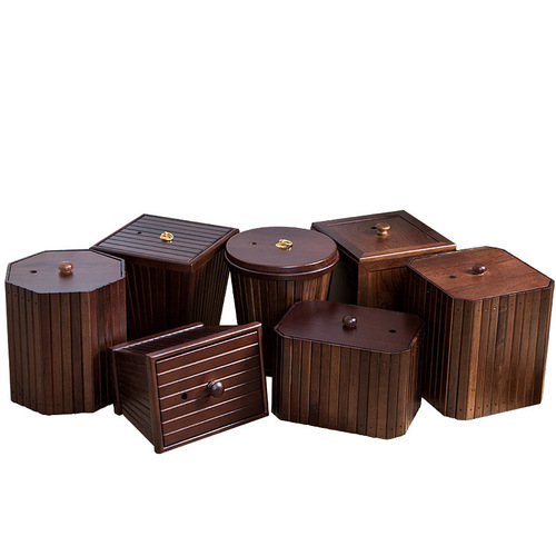 Solid wood tea bucket water storage bucket solid wood waste water bucket tea dregs bucket small household kung fu tea set accessories tea ceremony