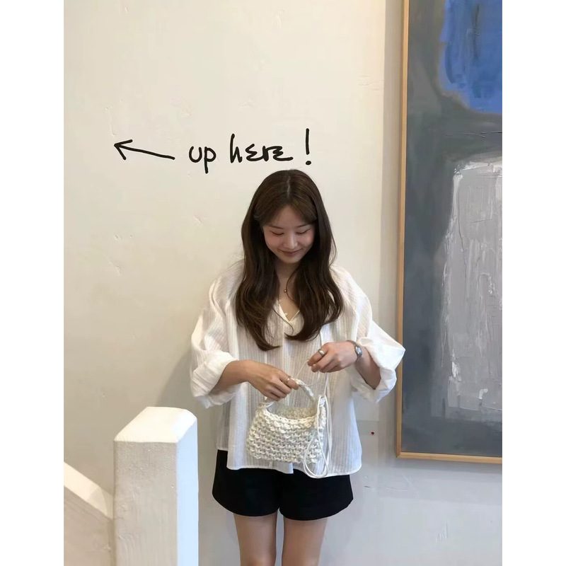 Now the New 2026 Summer Model from Korean Designer Ou*Ce Is a Sweet Little Lace V-Neck Buttoned Thin Shirt