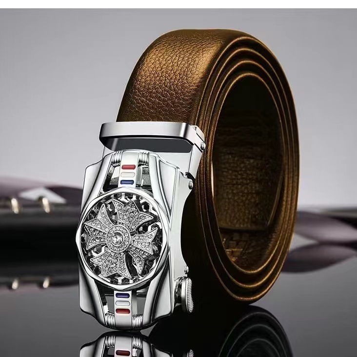Nuevo hombre para correr cinturón de cuero pu cinturón de vaqueros de abrazadera automática tendencia de transferencia de cinturón de jóvenes y medianos cinturón