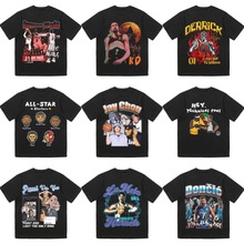 夏季美式短袖周杰伦韦德三球图案印花t恤重磅宽松潮流半袖夏