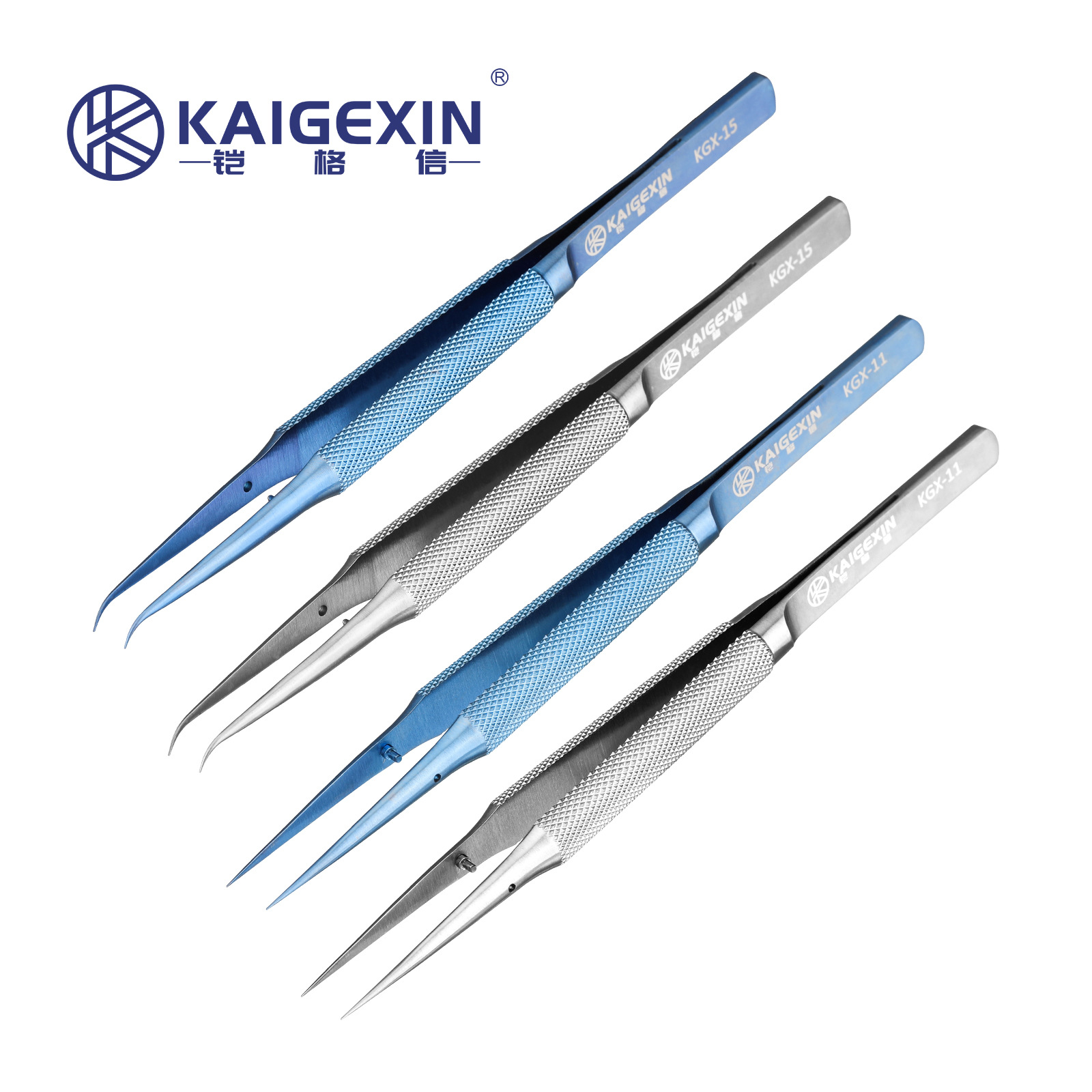 钛合金镊子 蓝色指纹飞线手机维修细尖头0.15mm防磁化 显微镜夹具