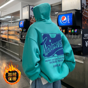 Men's Sweater Fleece Thickened New Fashion Coat National Fashion High Street Hip Hop Hoodie Clothes Autumn and Winter Loose