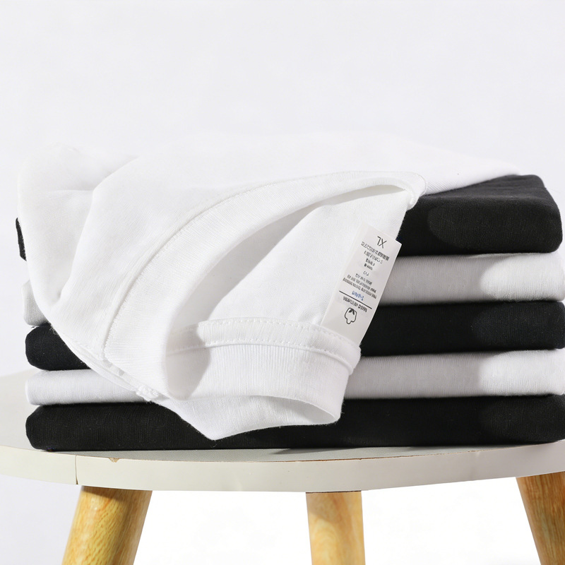 Camiseta de algodón de cuello redondo de manga corta de 200 g pesada, simple y básica, camiseta cómoda, succión de sudor, camiseta de algodón seca, no sofocada