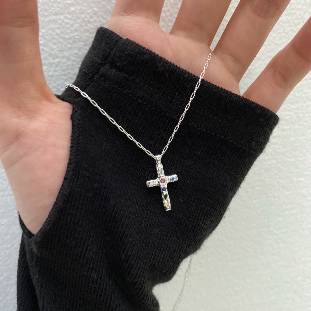 Casual Cross Sterling Silver Plating Inlay Zircon Pendant Necklace 1 Piece