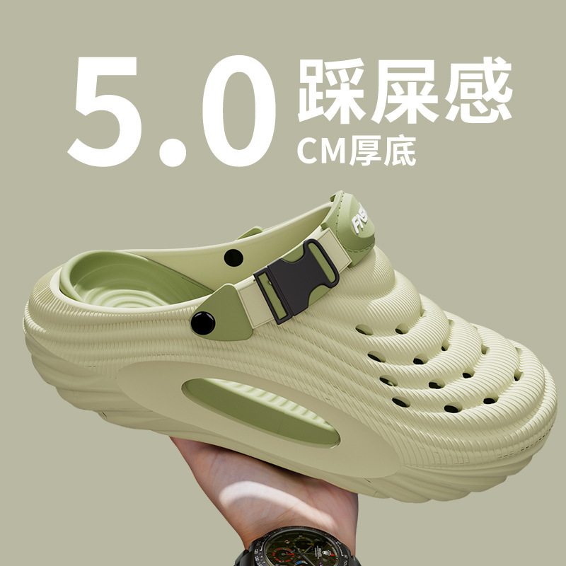 Couple Slippers for Home, High-Bottom Thick-Soled Clogs for Women, Non-Slip Eva Toe-Toe Sandals for Men in Summer