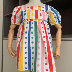 Baby Girl Polka Dot Rainbow Dress Summer Children Bubble Sleeve Princess Dress Kids 3-8 Years Old Clothing One-Time Delivery