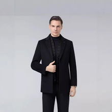 冬装新款男士双面呢羊毛大衣中长款时尚鹅绒内胆帅气毛呢西服外套