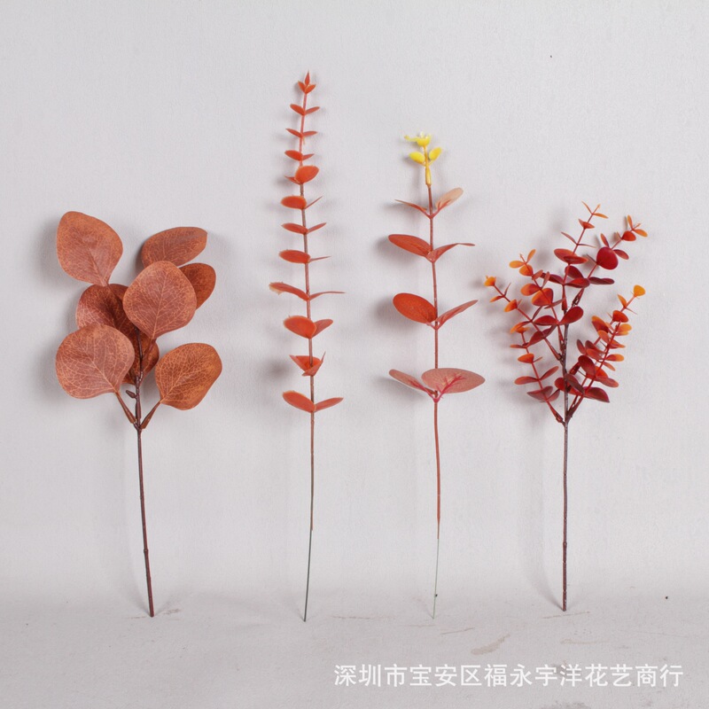 Simulation Eucalyptus Leaves Autumn Color Cross-border Table Arrangement Ornaments Artificial Autumn Color Eucalyptus Leaves
