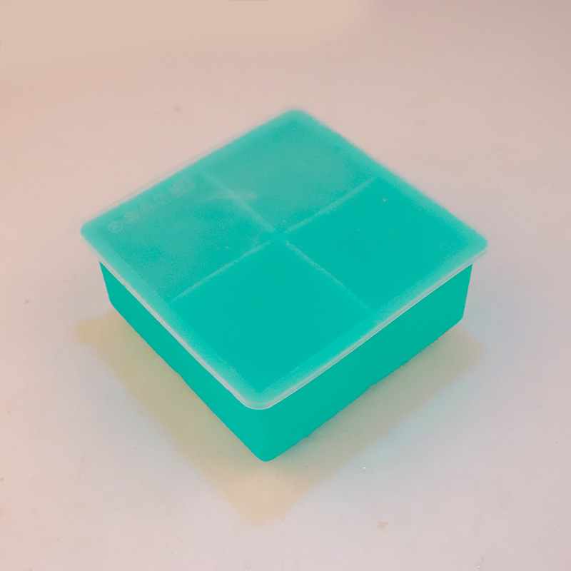 En stock 4 rejilla 8 rejilla bandeja de hielo molde de silicona con tapa hogar cuadrado hecho en casa herramienta de molienda de hielo whisky molde de cubo de hielo