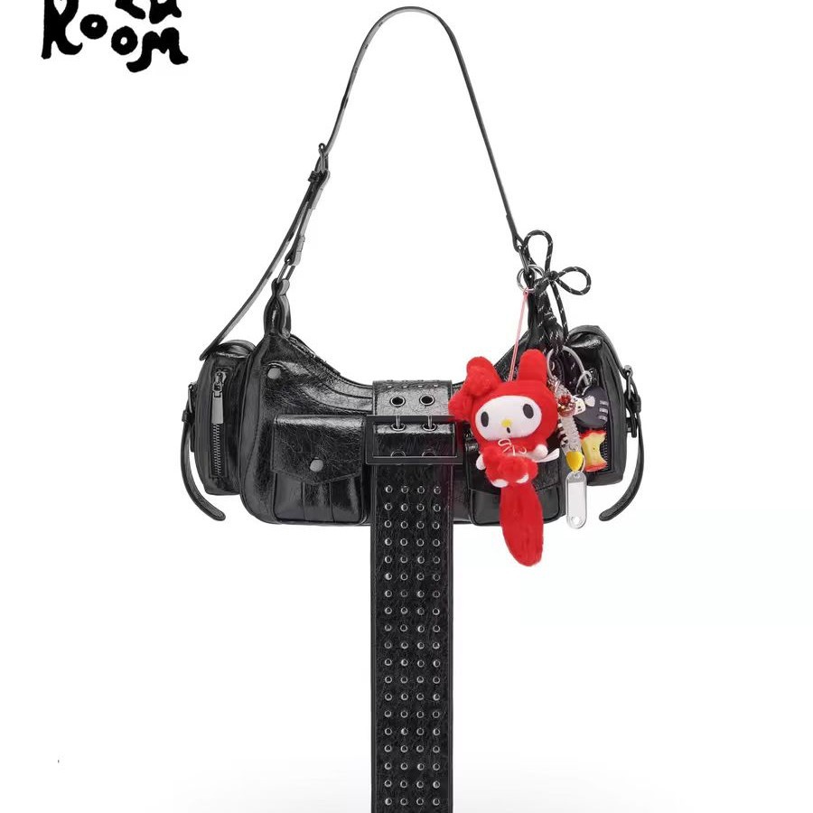 LuoLuoRoom Original "Rebellious Concubine" Black Women's Handbag/Shoulder Bag (Motorcycle Bag Without Pendant) - Thumbnail 2