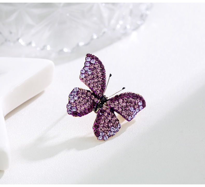 Butterfly Pattern Women's Gender Simple Style Pin Butterfly Alloy Plating Inlay Rhinestones Women's Brooches