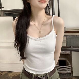 Lace Bow Pure Desire Style Camisole Vest Women's Belt Chest Pad Slim-fit Slimming Spice Girls Beautiful Back Outer Wear Base Top
