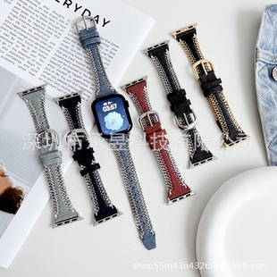 Suitable for apple Watch side zipper denim canvas strap apple watch8/SE/7/6/5/43