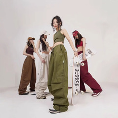 ファッション街舞個性アメリカ式迷彩傘兵工装ズボン女子学生街頭ジャズダンス日常ゆるいカジュアルパンツ