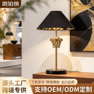 现代轻奢小美人台灯别墅客厅样板房装饰台灯黑色布艺大理石底座灯