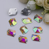 Boutique resin drilling Alien AB color double -hole sewing diamond flat bottom imitation crystal diamond DIY wedding accessories