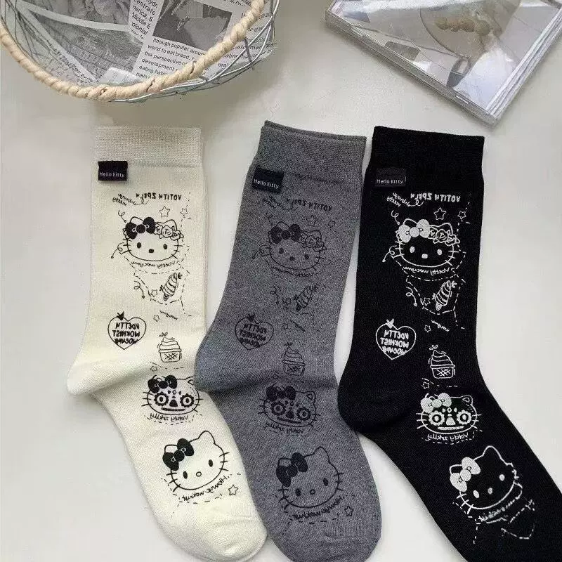 Hello Kitty, тёплые гольфы до колена, японский милый стиль, демисезонная осенняя модель, средней длины