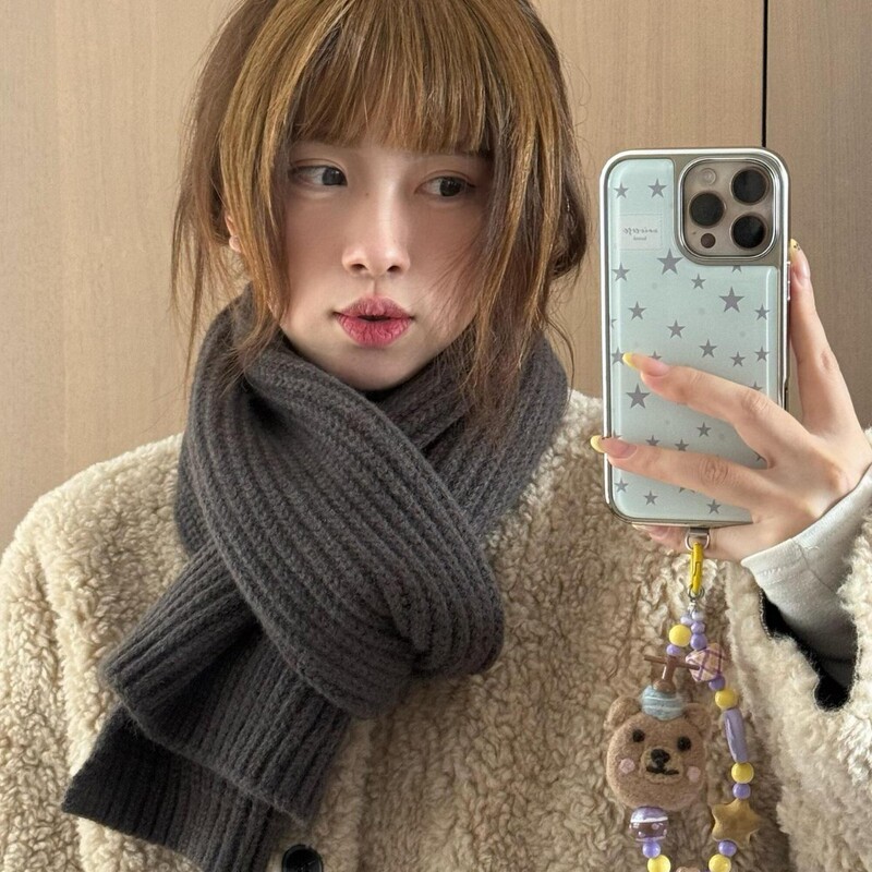 Knitted Solid Color Scarf for Women, Simple Woolen Scarf for Cold Protection and Warmth, Thickened Couple Neck Warmer for Students and Men