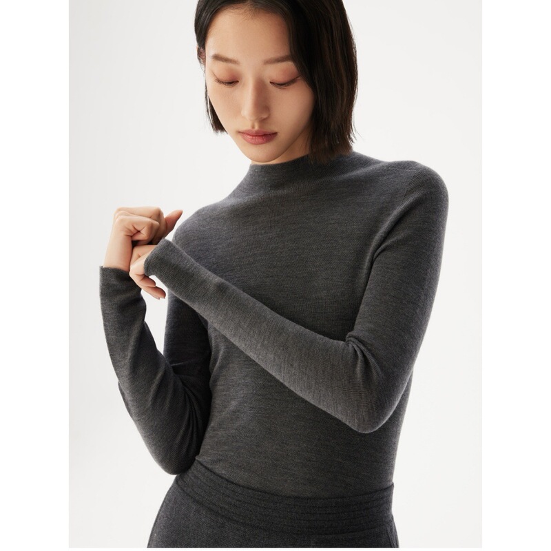 Wool Base Layer Sweater, 18-Gauge Seamless Integrated Half-Turtleneck Women's Sweater, 2025 Autumn and Winter New Soft Knit Top